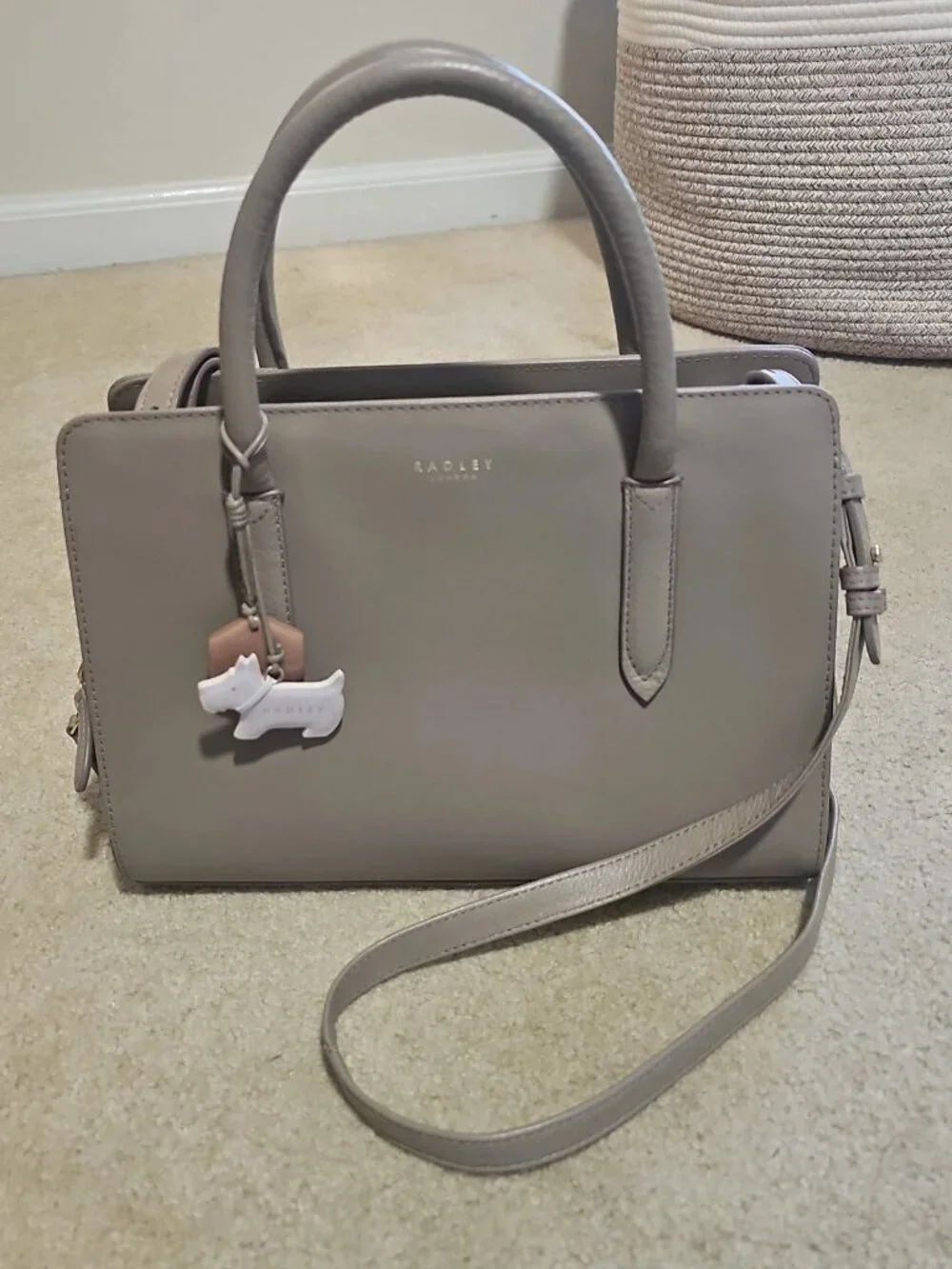 Radley London Liverpool Street Taupe/Mink Beige Smooth Leather Satchel